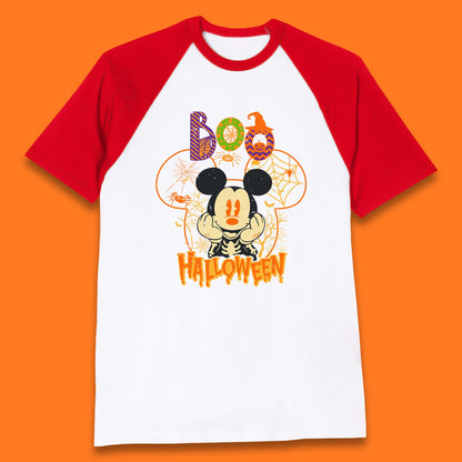 Boo Halloween Mickey Mouse Skeleton Horror Scary Disney Halloween Disneyland Trip Baseball T Shirt