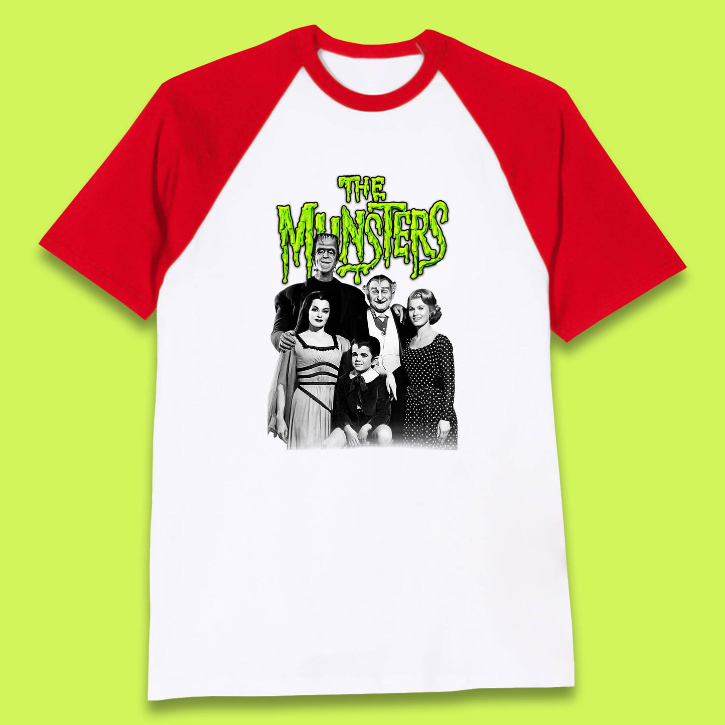 Vintage The Munsters Family TV Series Halloween Frankenstein Horror Scary Baseball T Shirt