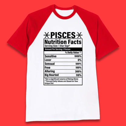 Pisces Nutrition Facts Baseball T-Shirt