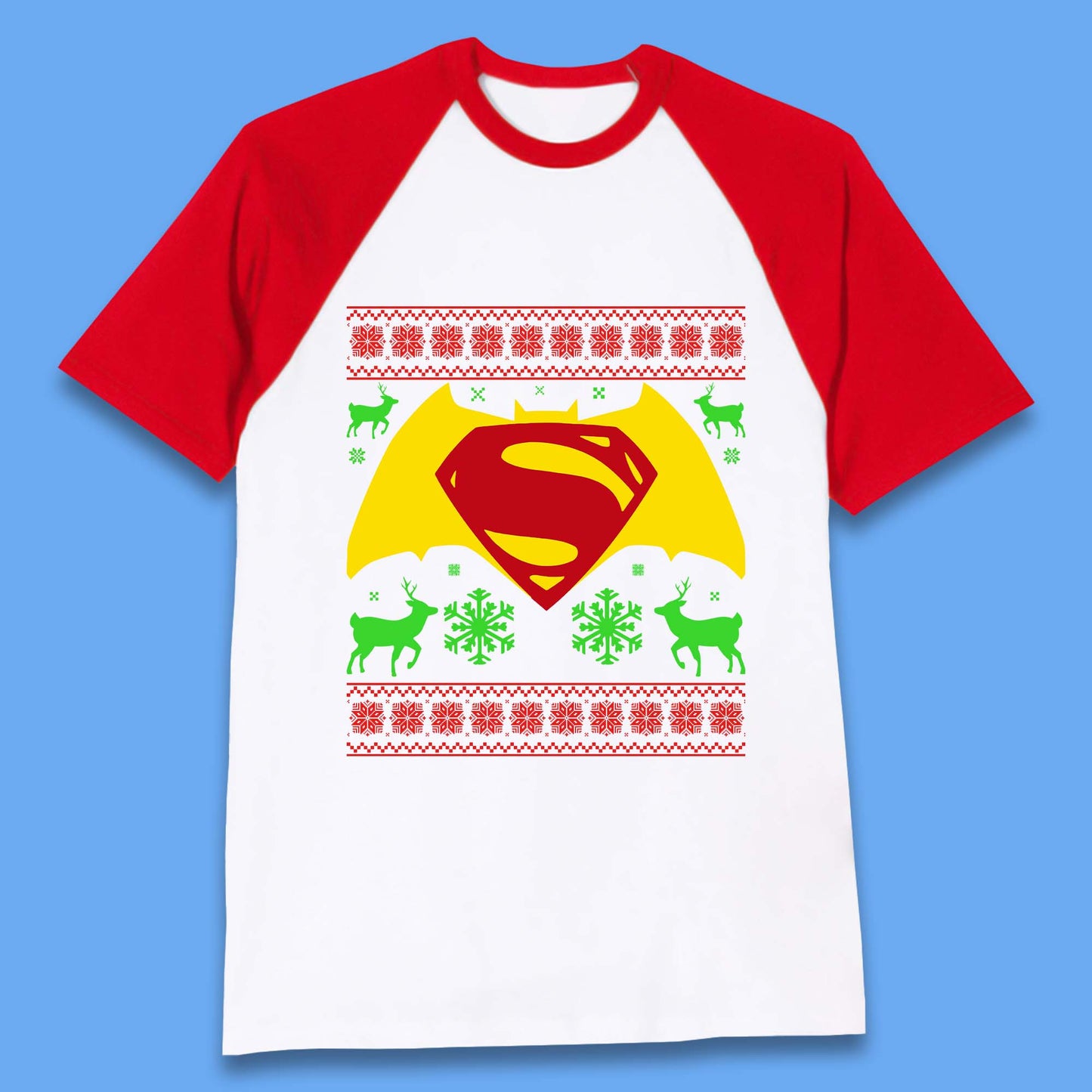 Batman V Superman Christmas Baseball T-Shirt