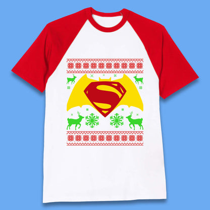 Batman V Superman Christmas Baseball T-Shirt