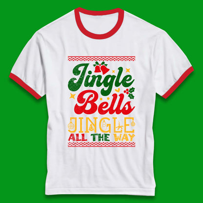 jingle bell christmas ringer t shirt