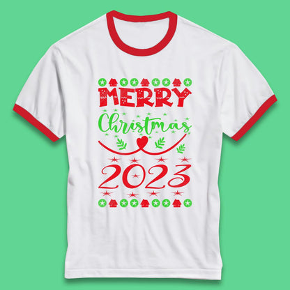 Merry Christmas 2023 Winter Holiday Xmas Festive Celebration Ringer T Shirt