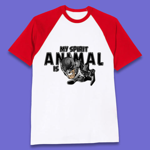 My Spirit Animal Is Batman Funny DC Comics Humor Statement Superhero DC Movie Character Baseball T Shirt