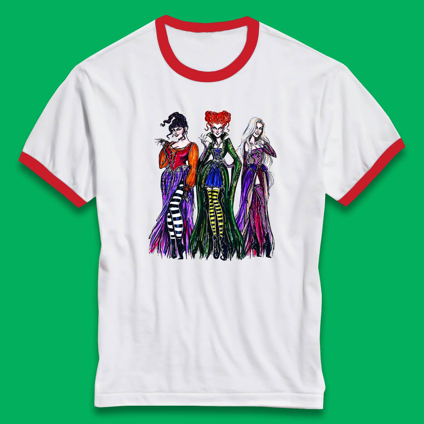 Halloween The Sanderson Sisters From Hocus Pocus Vintage Halloween Witches Ringer T Shirt