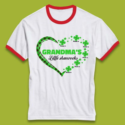 Personalised Grandma's Little Shamrocks Ringer T-Shirt