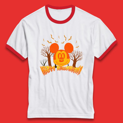 Happy Halloween Mickey Mouse Horror Scary Spooky Jack Face Halloween Disney Trip Ringer T Shirt