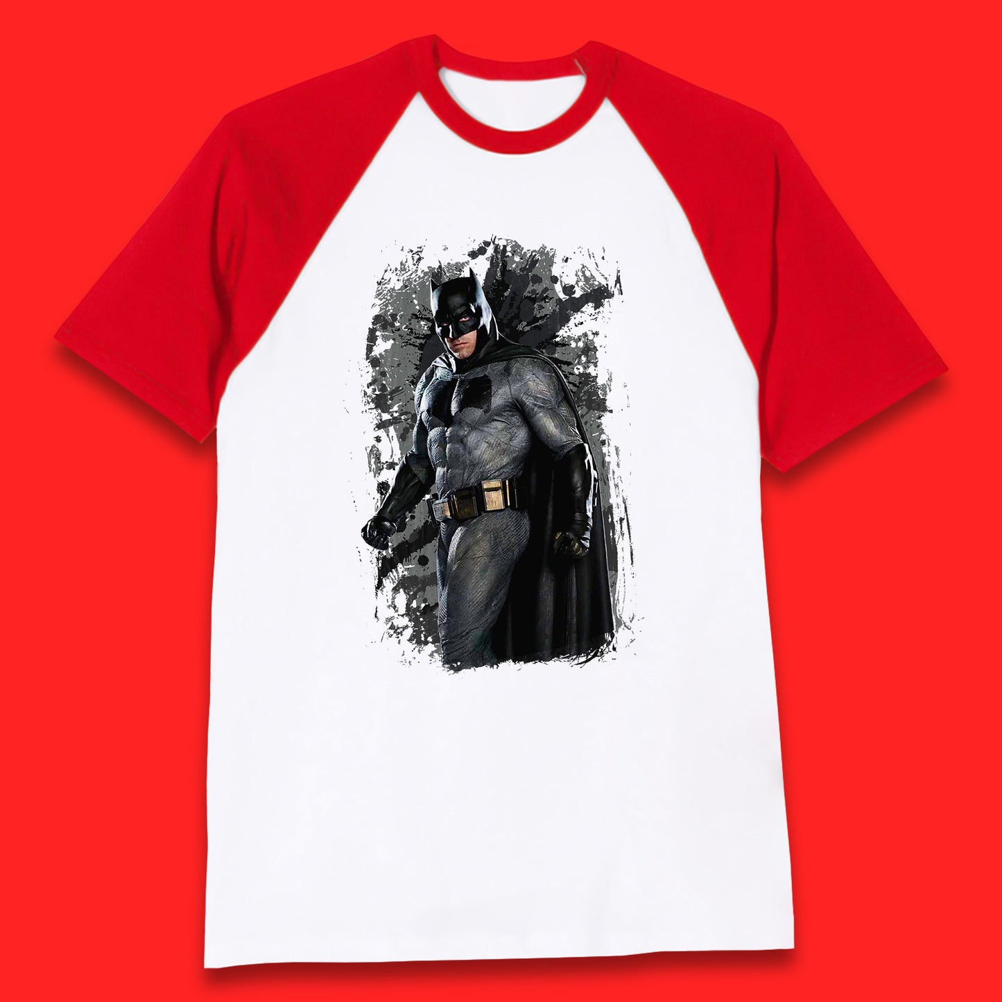 DC Comics Batman Superhero Movie Character Batman Emblem Costume Grunge Affect Baseball T Shirt