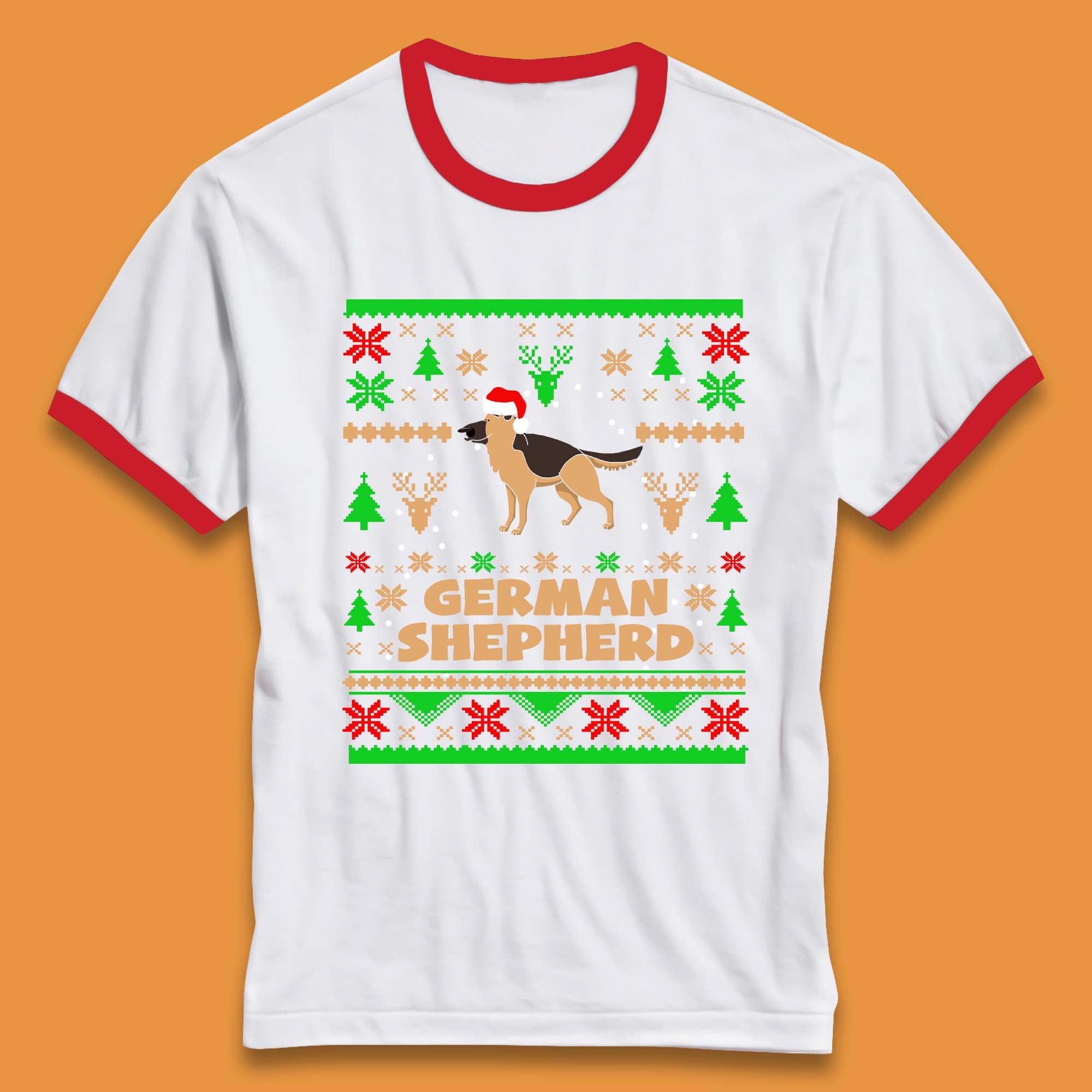 German Shepherd Dog Christmas Ringer T-Shirt
