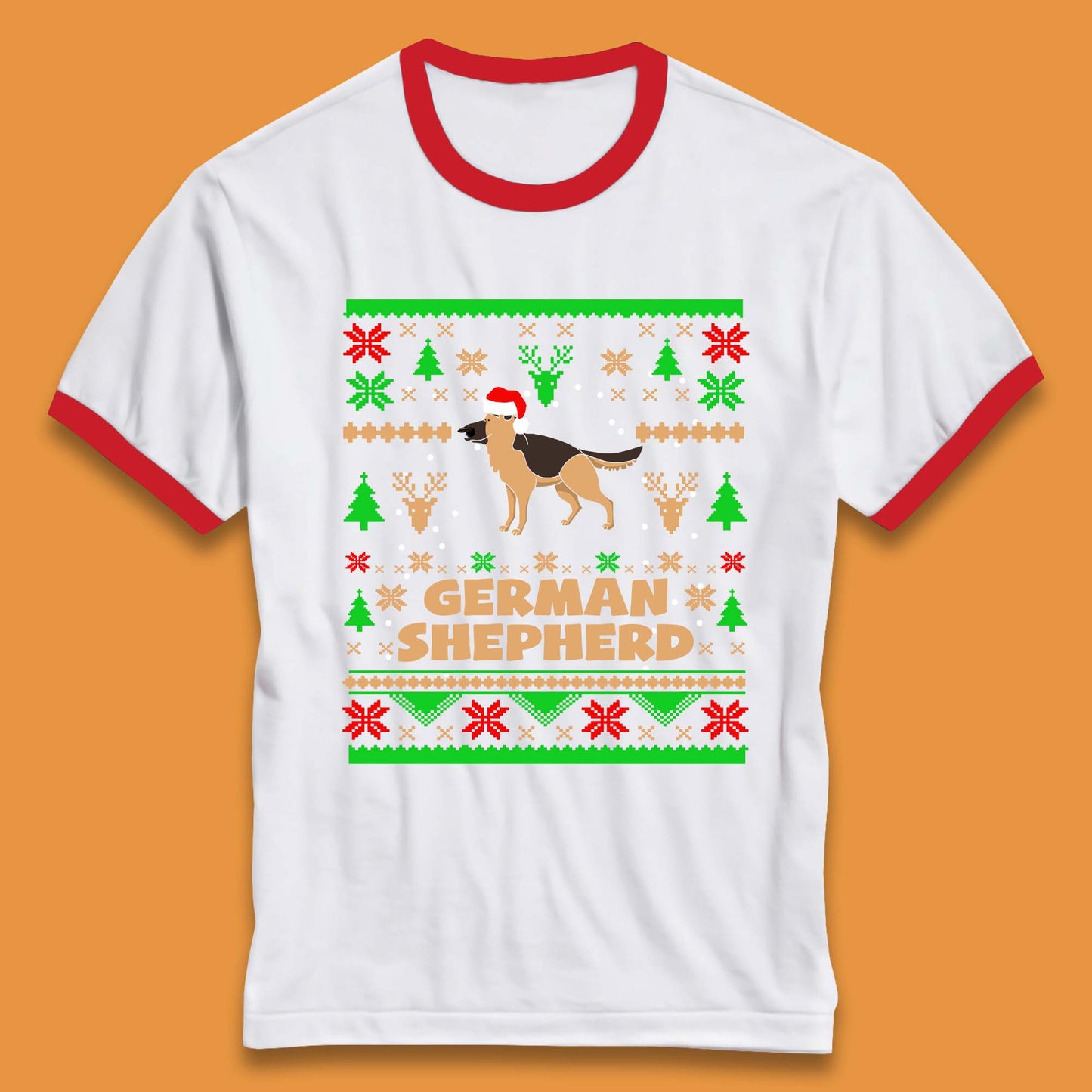 German Shepherd Dog Christmas Ringer T-Shirt