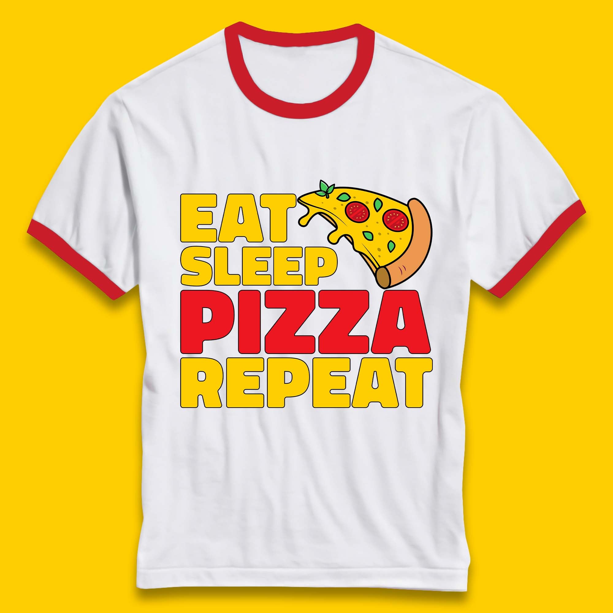 Eat Sleep Pizza Repeat Ringer T-Shirt