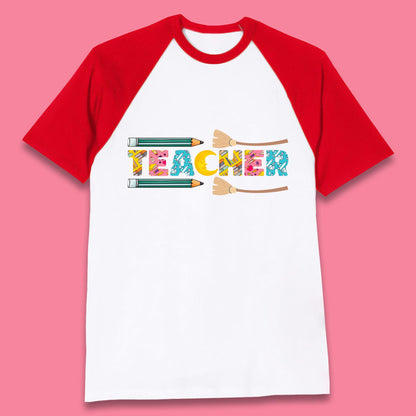 Halloween Teacher Spooky Teacher Ghost Halloween School Baseball T Shirt