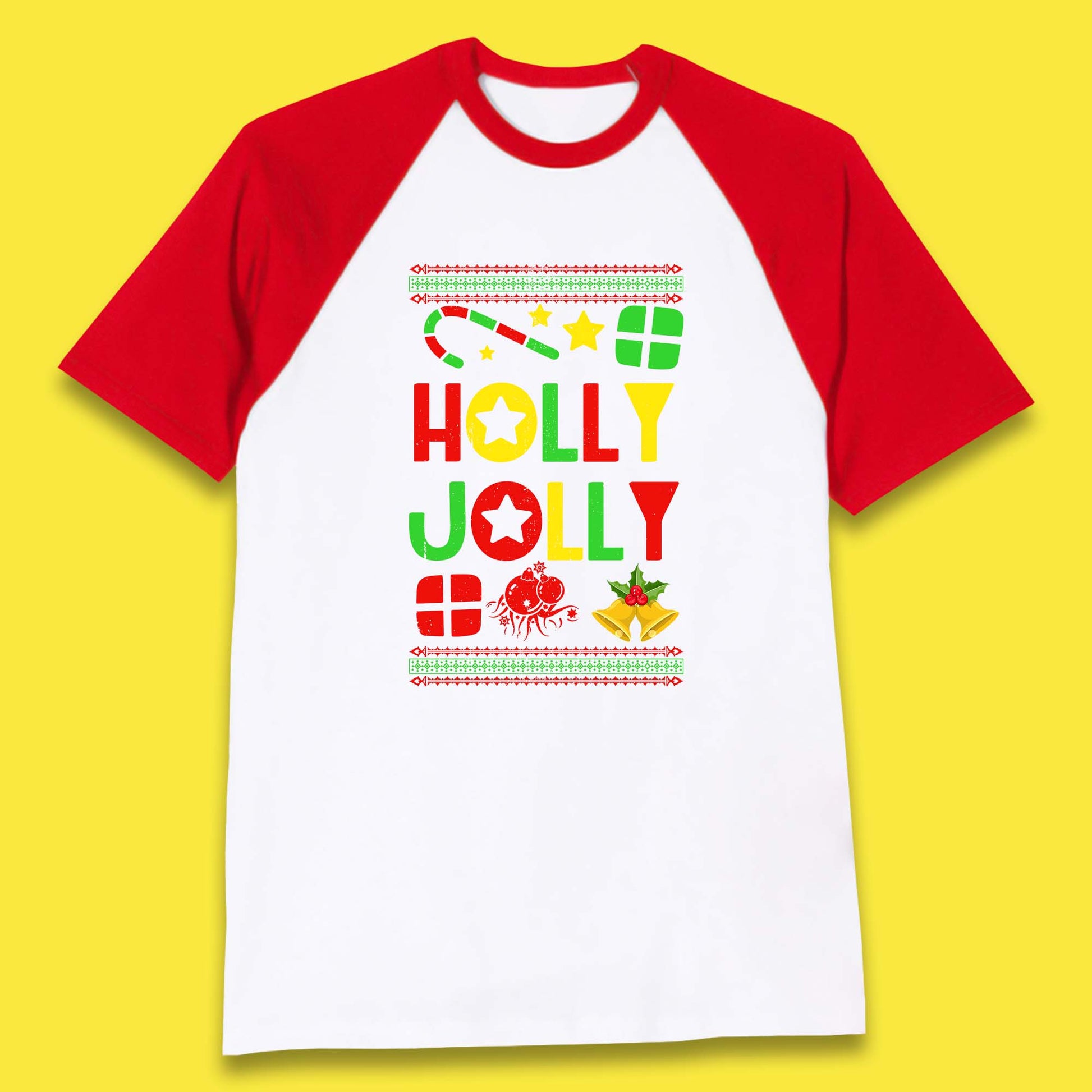 holly jolly christmas baseball t shirt