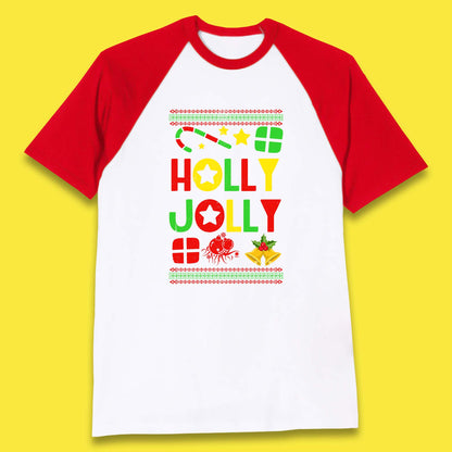 holly jolly christmas baseball t shirt