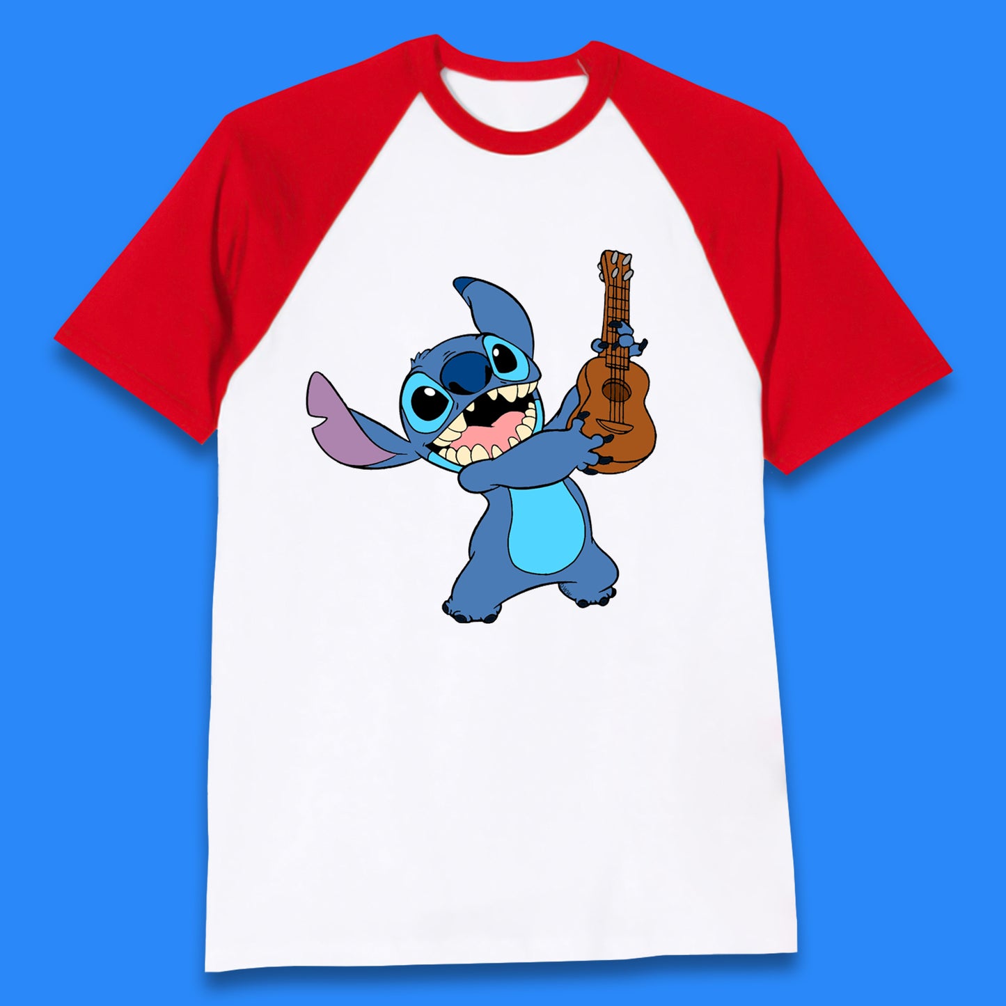 Disney Ohana Playing The Guitar Ohana Lilo & Stitich In Happy Mood Cartoon Character Disney World Baseball T Shirt