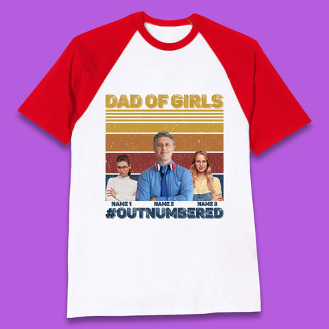 Personalised Dad Of Girls Baseball T-Shirt