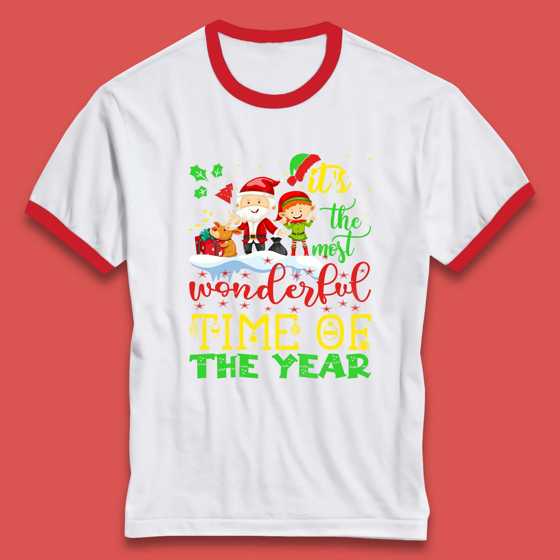 santa reindeer and elf ringer t shirt