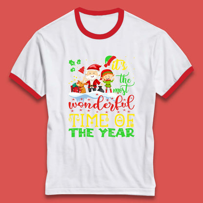santa reindeer and elf ringer t shirt