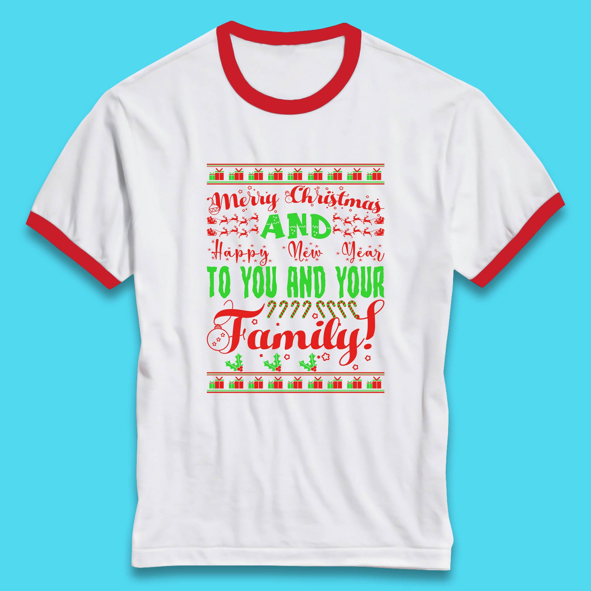 merry christmas family ringer t shirt