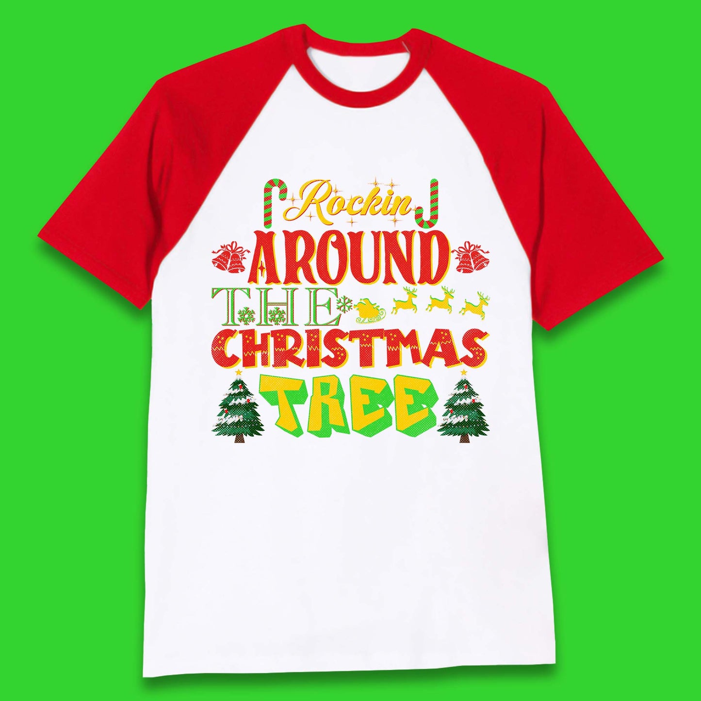 rockin around the christmas tree baseball t shirt