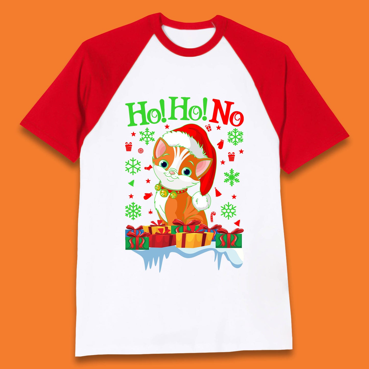 ho ho no christmas cat baseball t shirt