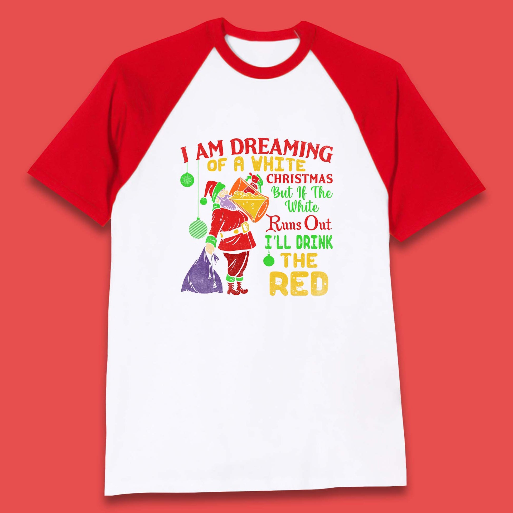 santa claus drinking baseball t shirt