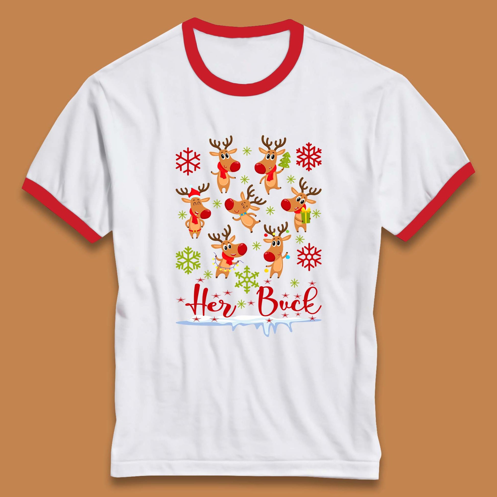 rudolph reindeers ringer t shirt