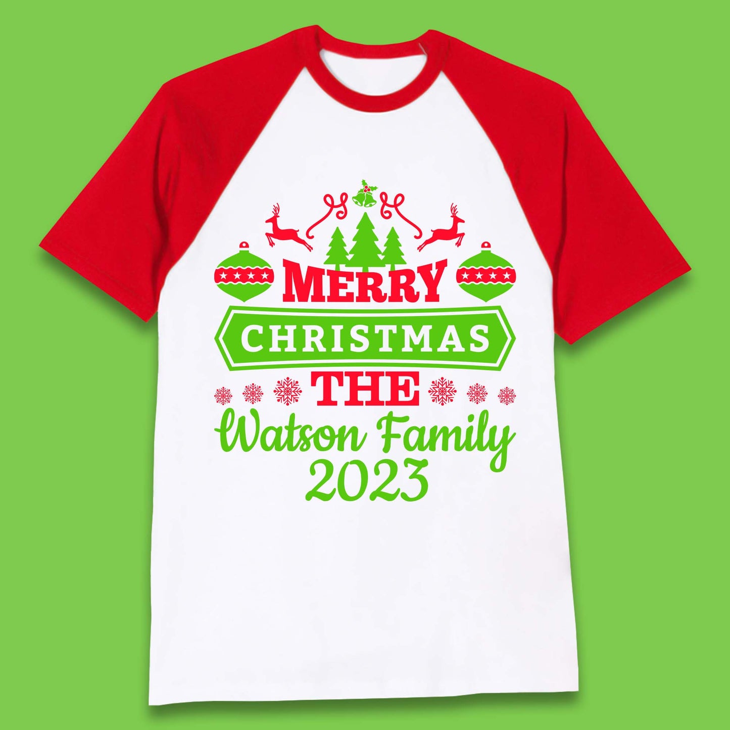 Personalised Family Christmas Baseball T-Shirt