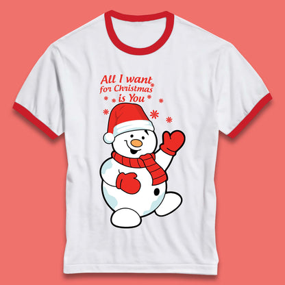Snowman Christmas Ringer T-Shirt