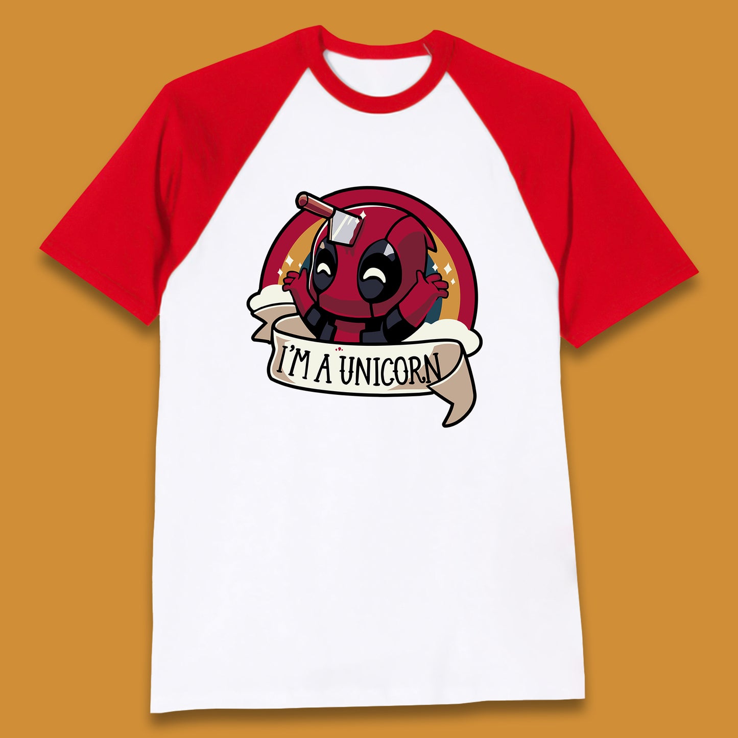 I'm A Unicorn Funny Deadpool Rainbow Colors Marvel Avengers Superhero Fictional Character Baseball T Shirt
