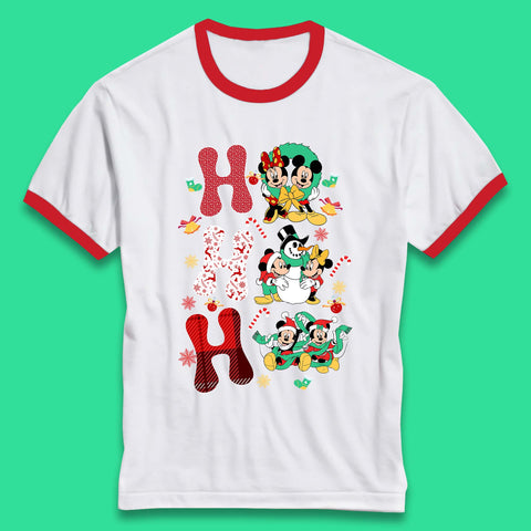 Vintage Disney Christmas Ho Ho Ho Mickey Mouse Minnie Mouse And Friends Xmas Disney Trip Ringer T Shirt