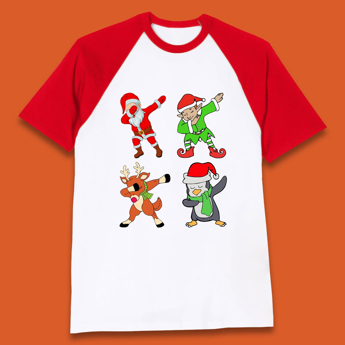 santa claus & friends dabbing baseball t-shirt