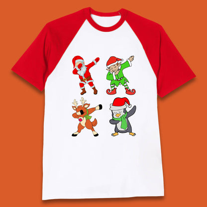 santa claus & friends dabbing baseball t-shirt