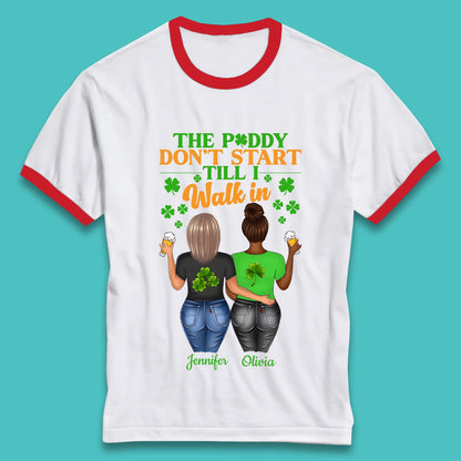Personalised The Paddy Don't Start Till I Walk In Ringer T-Shirt