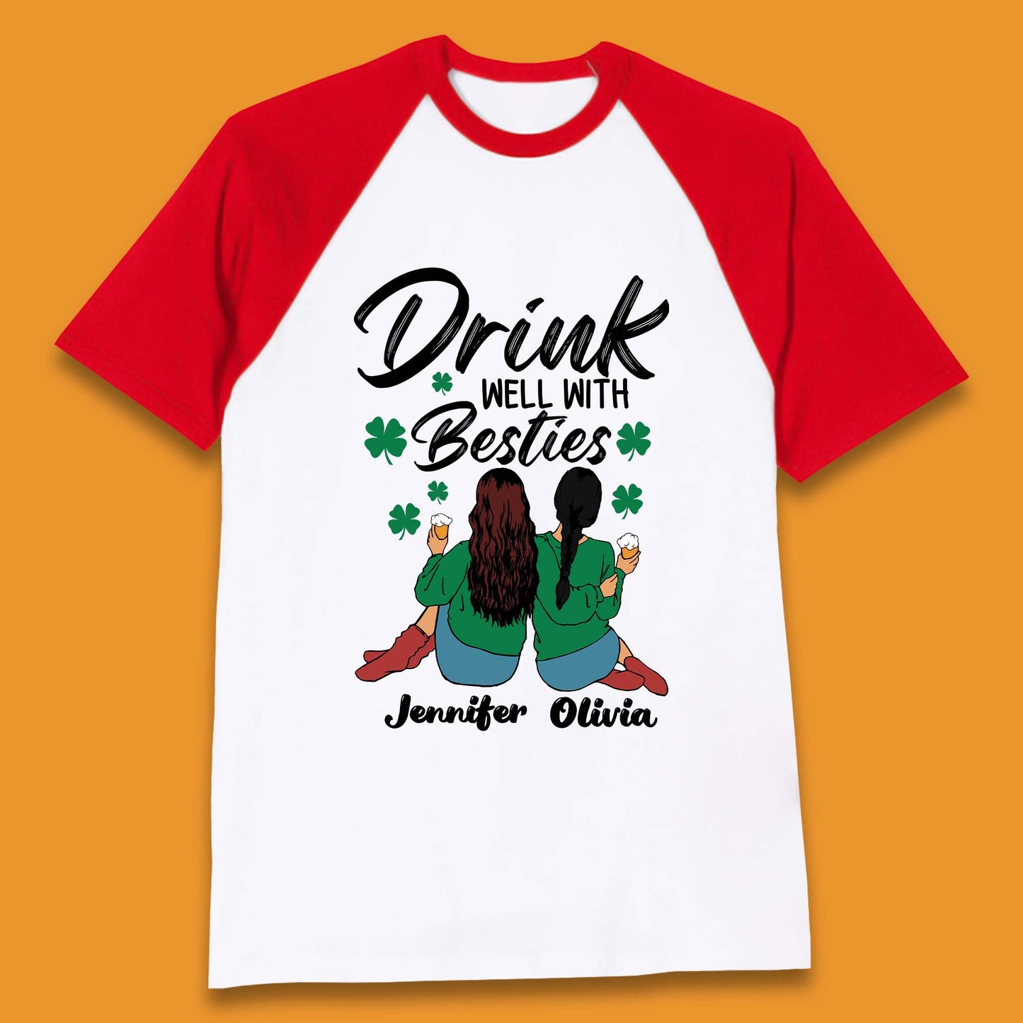 Personalised Drink Well With Besties Baseball T-Shirt