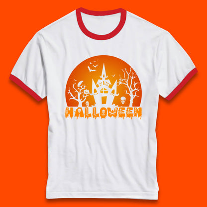 Halloween Horror Scary Hunted House Scary Spooky Night Festive Gift Ringer T Shirt