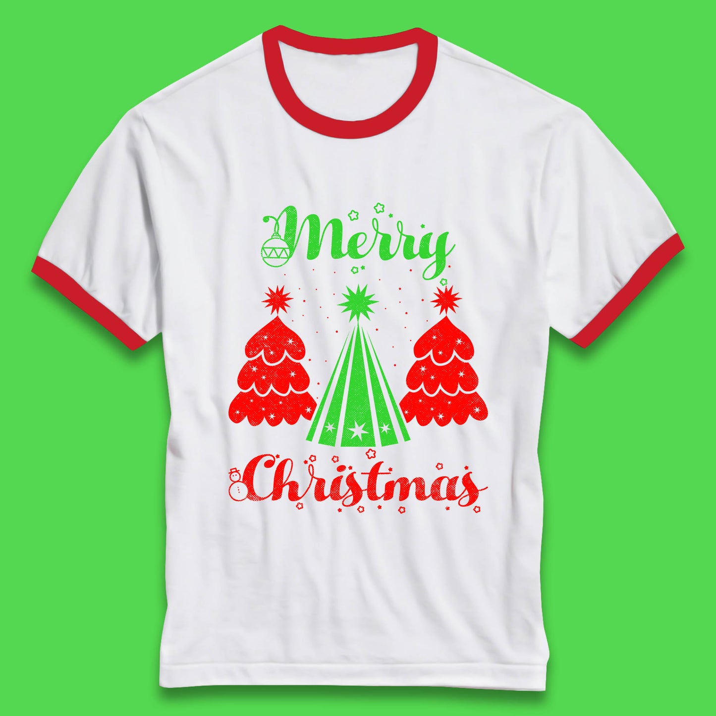 merry christmas tree ringer t shirt