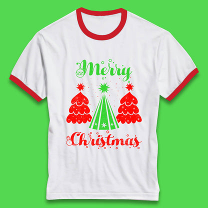 merry christmas tree ringer t shirt