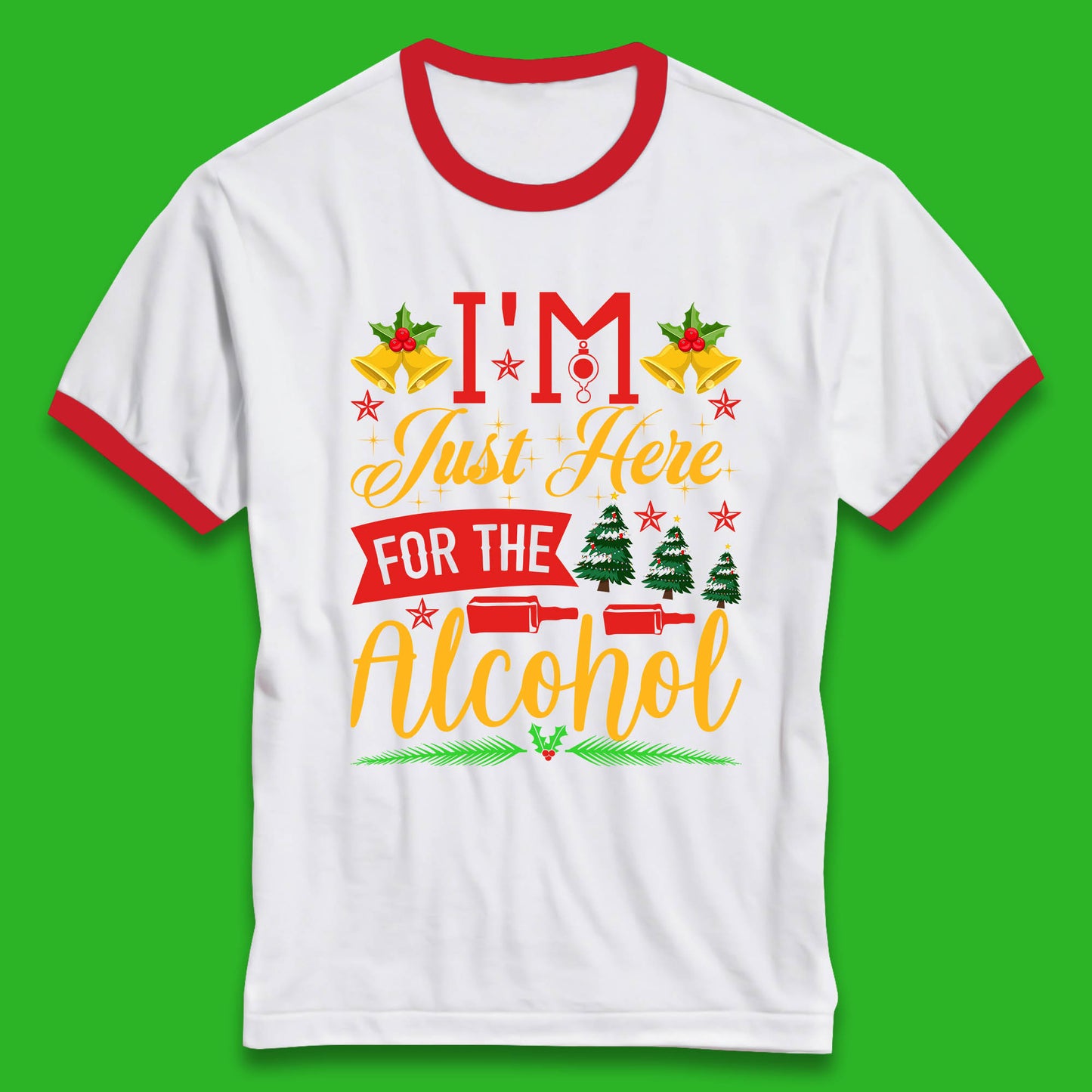christmas drinking party ringer t shirt