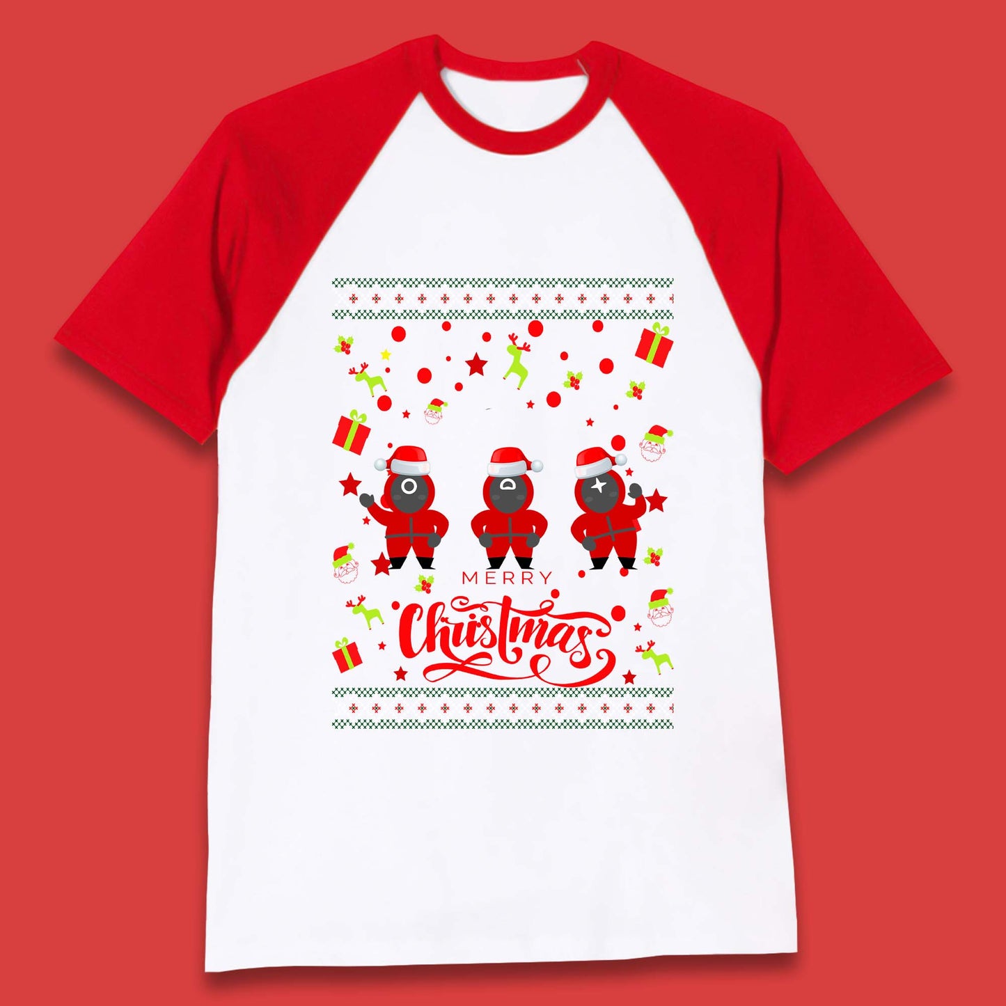 Squid Game Guards Christmas Baseball T-Shirt