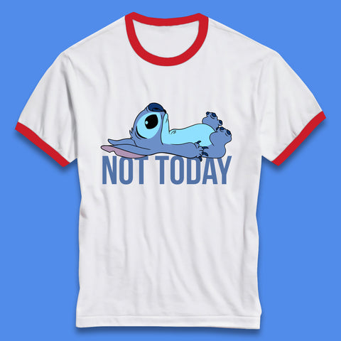 Lazzy Disney Ohana Not Today Laying Ohana Lilo & Stitich Disneyland Cartoon Character Walt Disney Ringer T Shirt