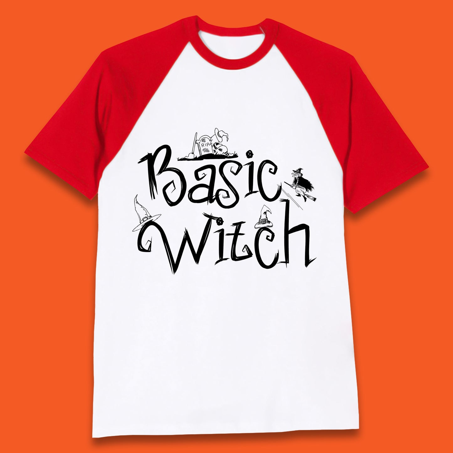 Basic Witch Funny Halloween Witch Horror Spooky Season Baseball T Shirt