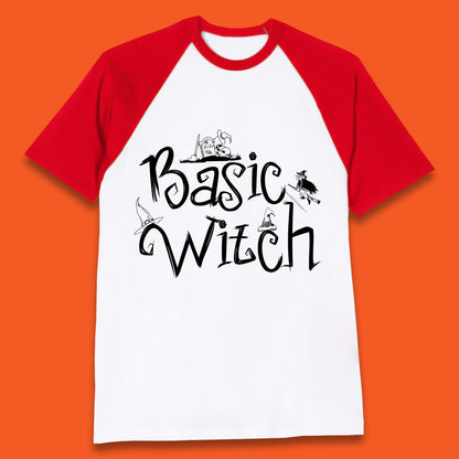 Basic Witch Funny Halloween Witch Horror Spooky Season Baseball T Shirt