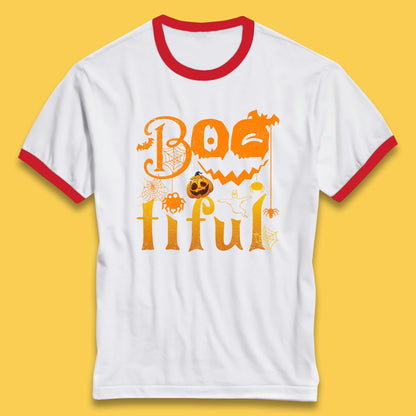 Bootiful Halloween Ghost Funny Boo Ghost Scary Spooky Season Ringer T Shirt