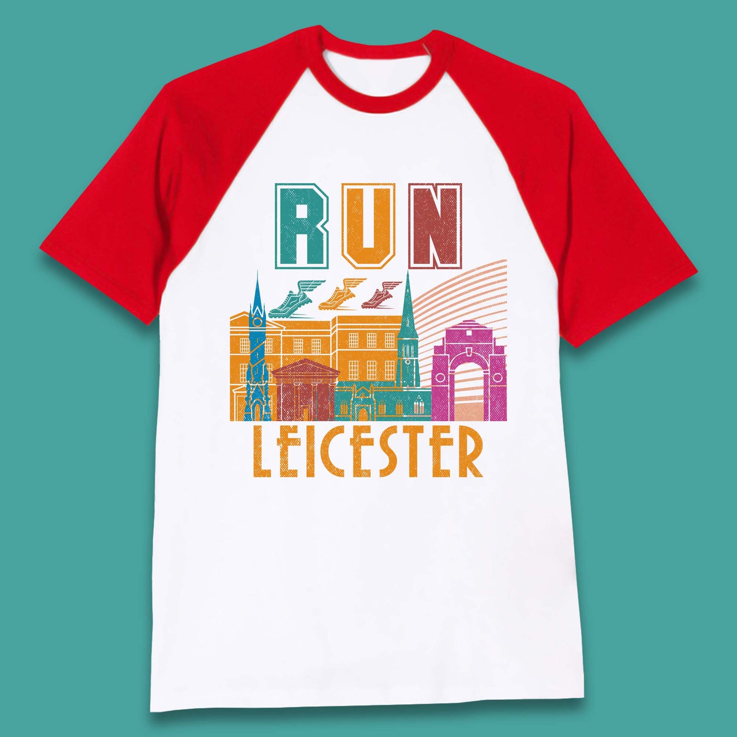 Run Leicester Festival Leicester Skyline Souvenir Race Leicester Running Baseball T Shirt