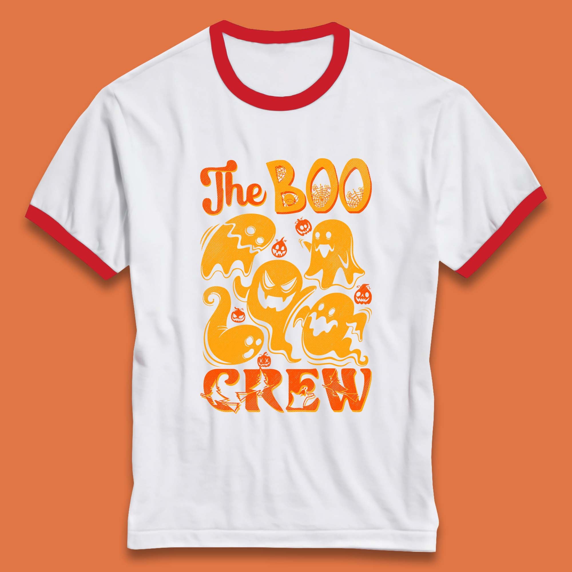 The Boo Crew Halloween Horror Scary Boo Ghost Squad Spooky Vibes Ringer T Shirt