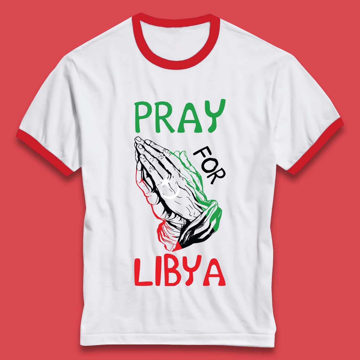 Pray For Libya Stand With Libya Help Libya Flood Solidarity Ringer T Shirt