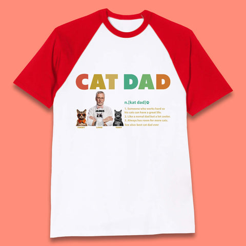 Personalised Cat Dad Baseball T-Shirt