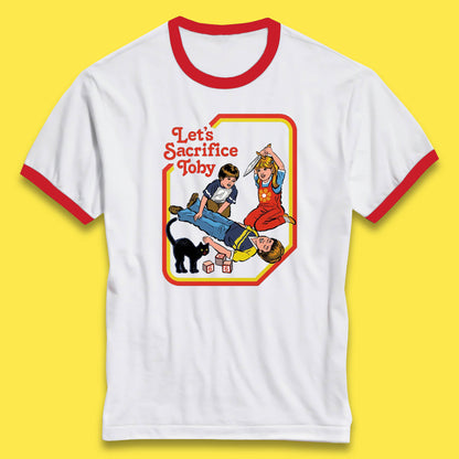 Let's Sacrifice Toby Creepy Incantation Halloween Funny Meme Dark Humor Ringer T Shirt