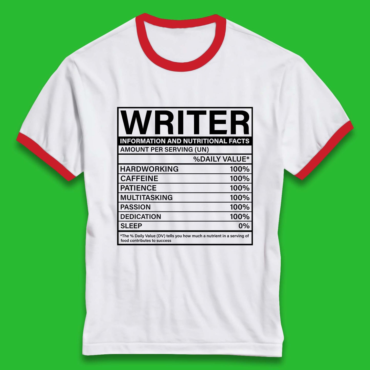 Writer Nutritional Facts Ringer T-Shirt